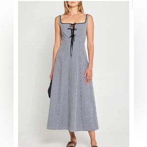 O.p.t. Babette Midi Dress Elegant Black and White Checkered